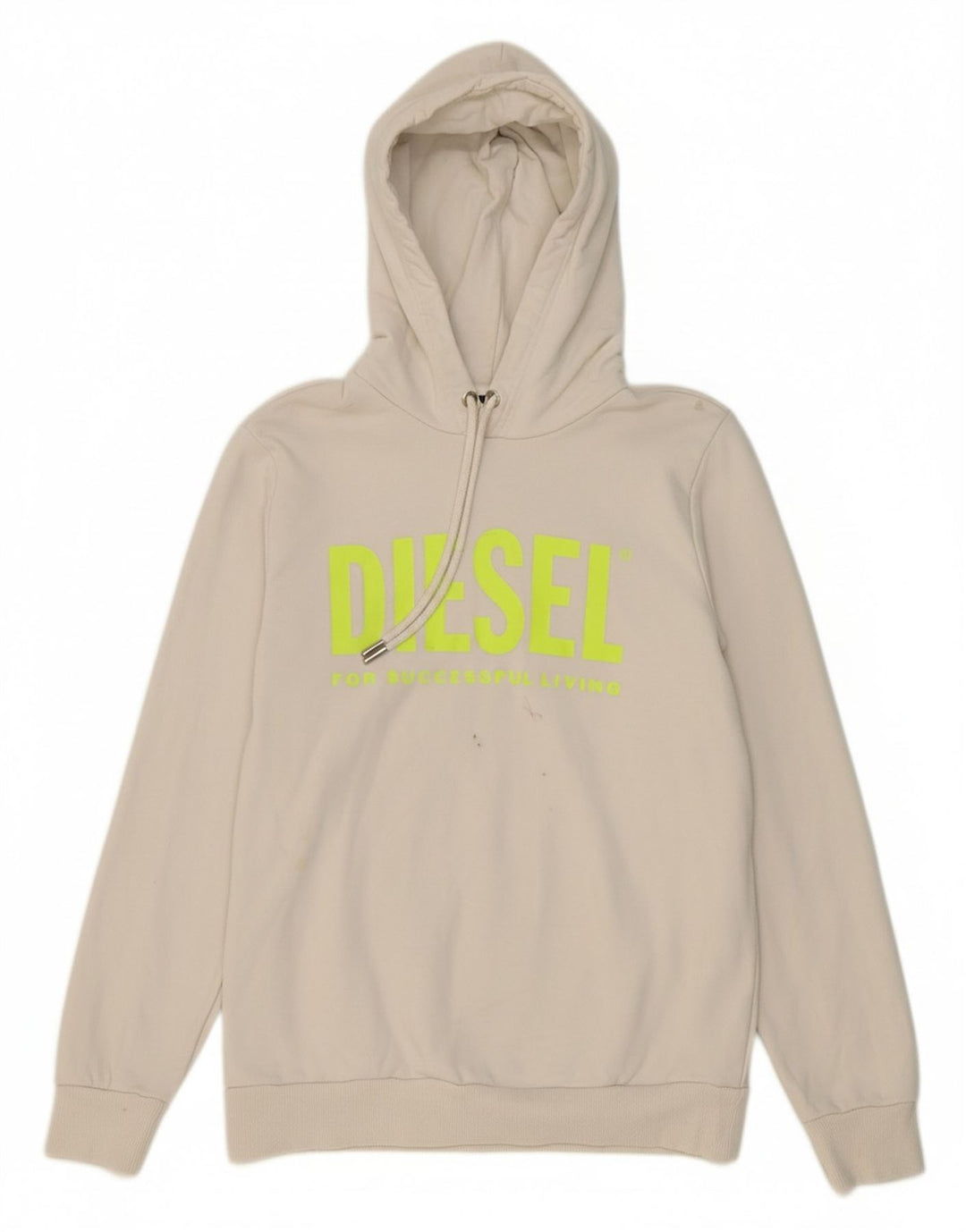 DIESEL Mens Graphic Hoodie Jumper Small Grey Cotton