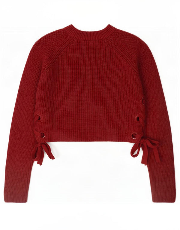 Topshop Dame Crop Turtle Neck Jumper Sweater UK 10 Small Burgundy