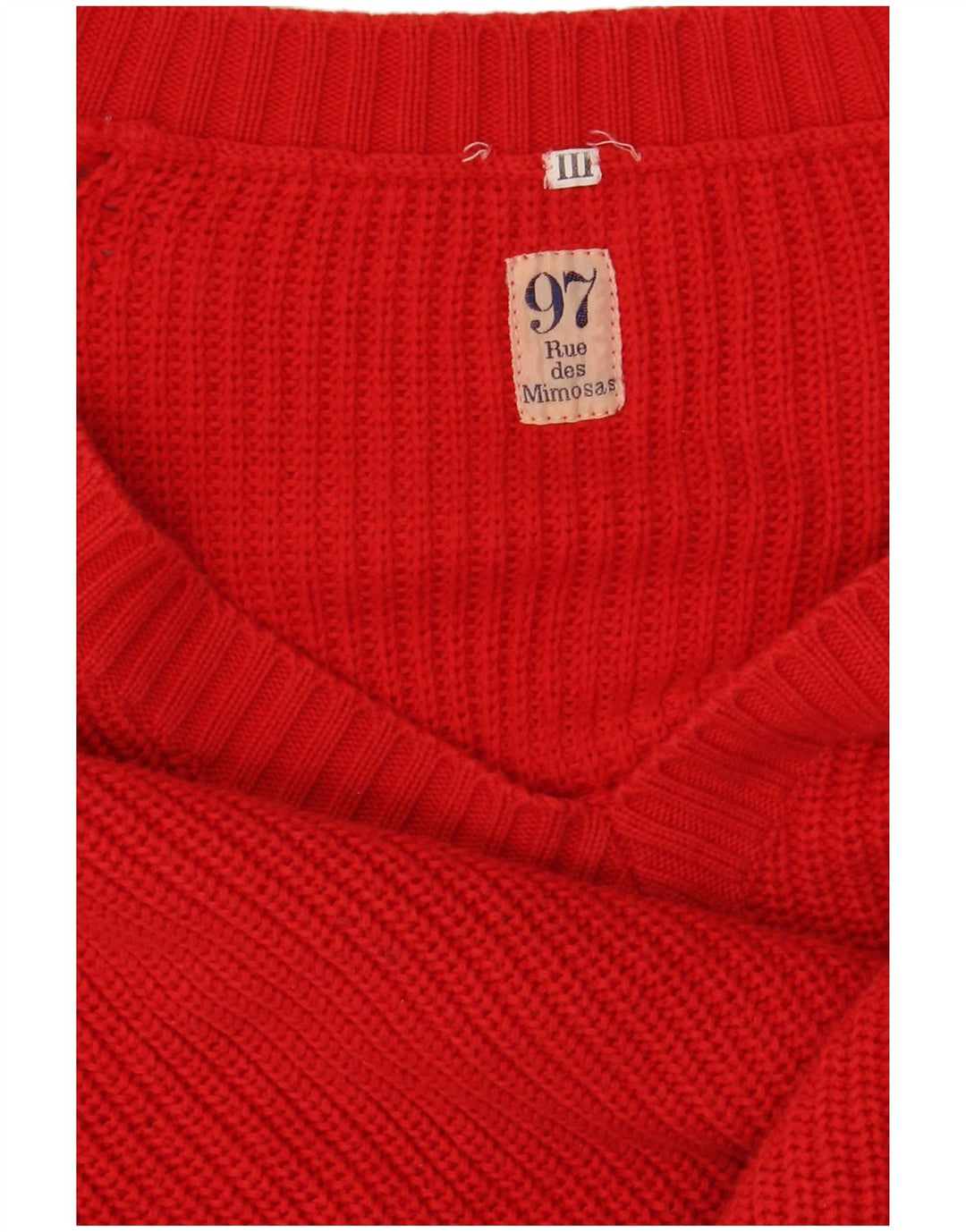 VINTAGE Mens V-Neck Jumper Sweater Large Red Cotton