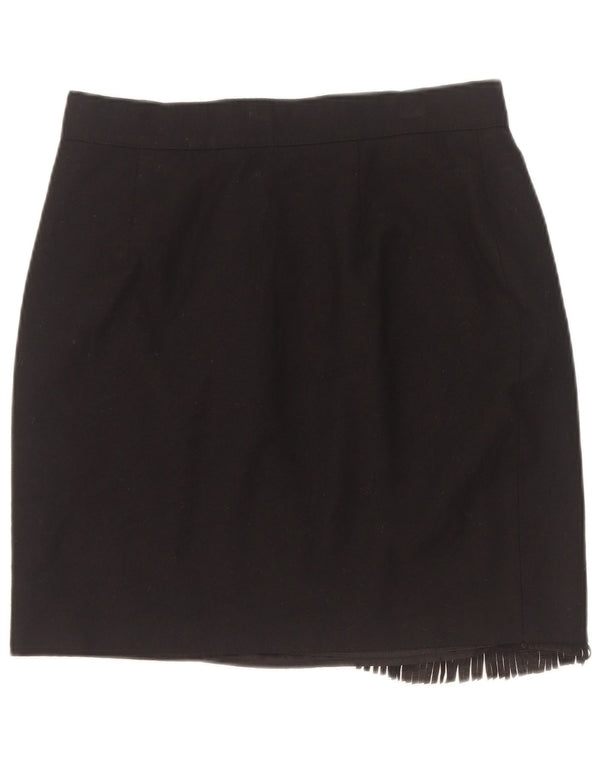 Vintage mujer mini falda envolvente IT 46 grande W30 negro nueva lana