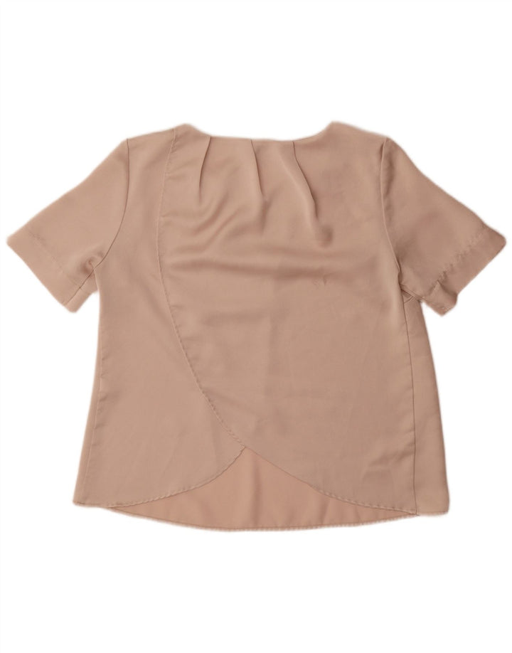 Topshop Womens Oversized Blouse Top UK 10 Small Beige Polyester