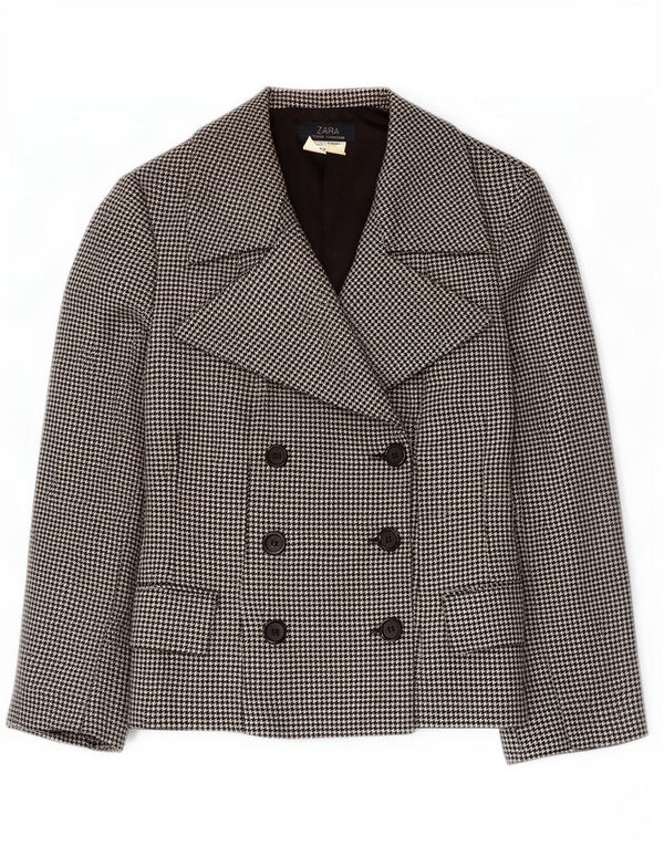 Zara Womens Double Breasted Blazer Jacket EU 40 Medium Black Houndstooth