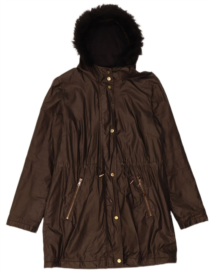 Marks & Spencer Veste Parka à capuche pour femme UK 10 Small Marron Polyamide