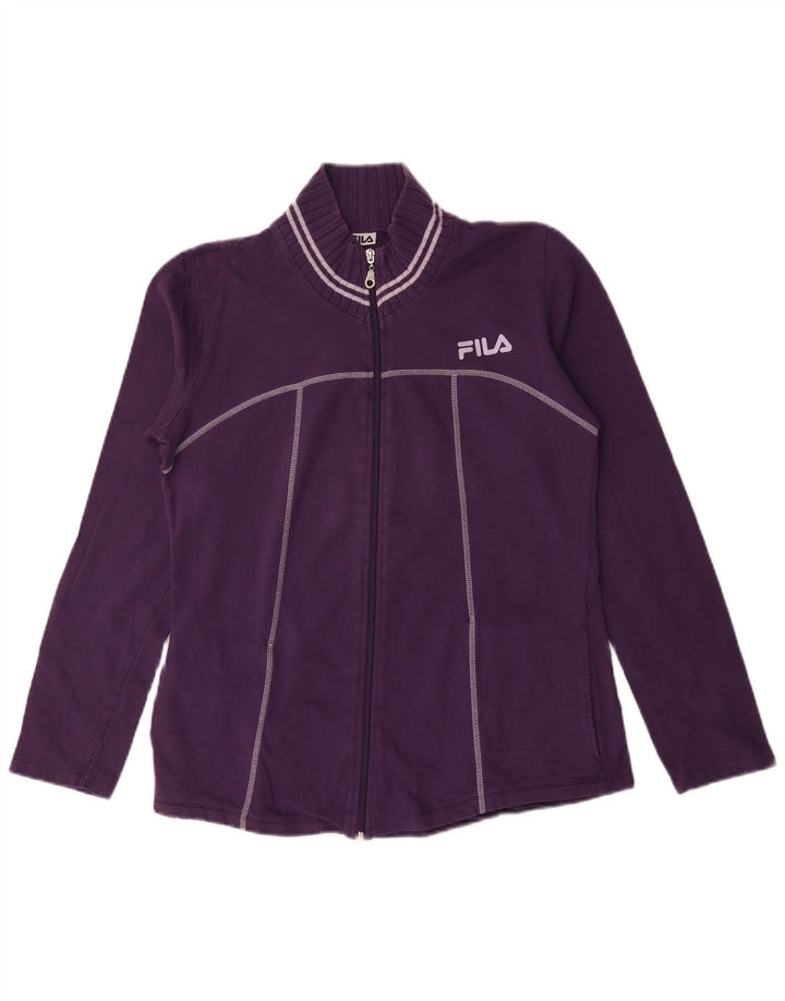 Fila Womens Tracksuit Top Jacket UK 16 Large Purple Cotton
