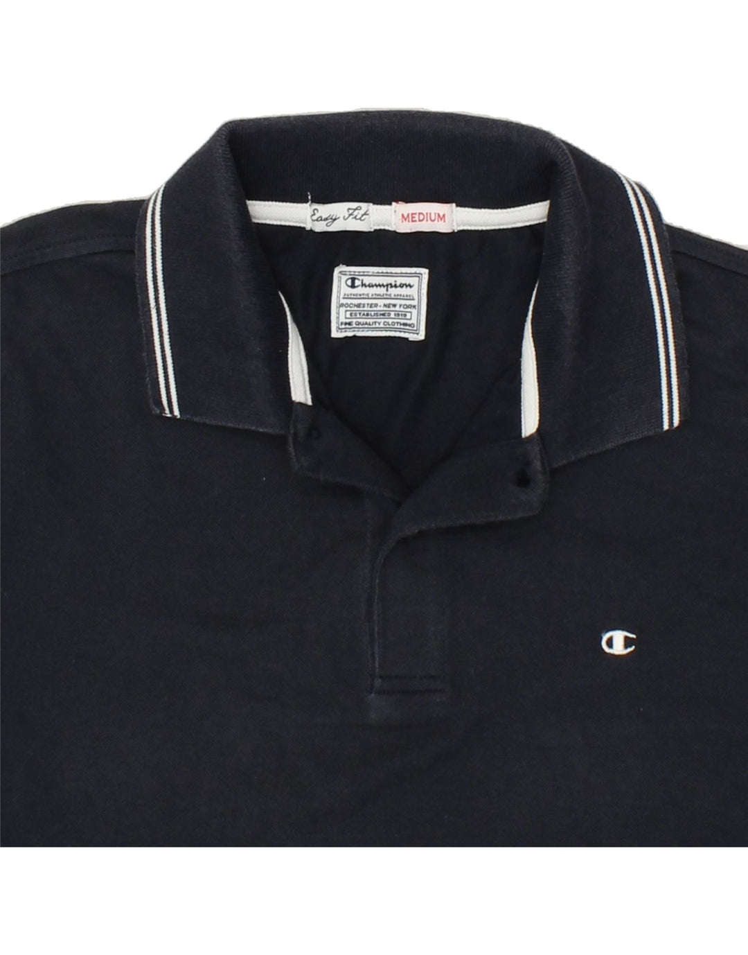 CHAMPION Mens Easy Fit Polo Shirt Medium Navy Blue Cotton Vintage Champion and Second-Hand Champion from Messina Hembry 