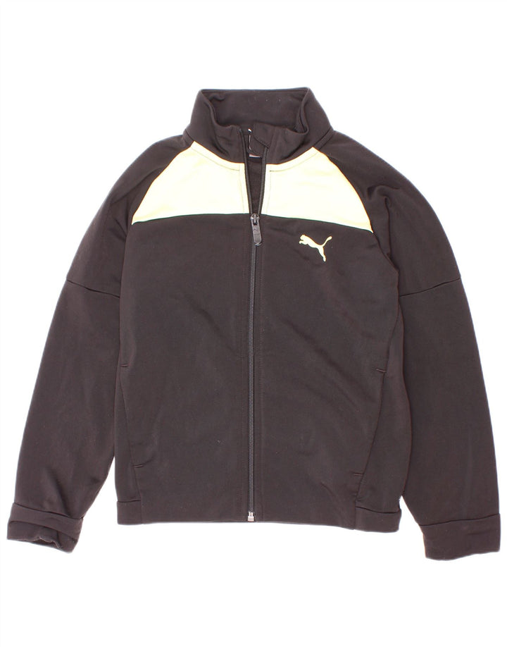 Puma Boys Tracksuit Top Jacket 7-8 Years Black Colourblock Polyester