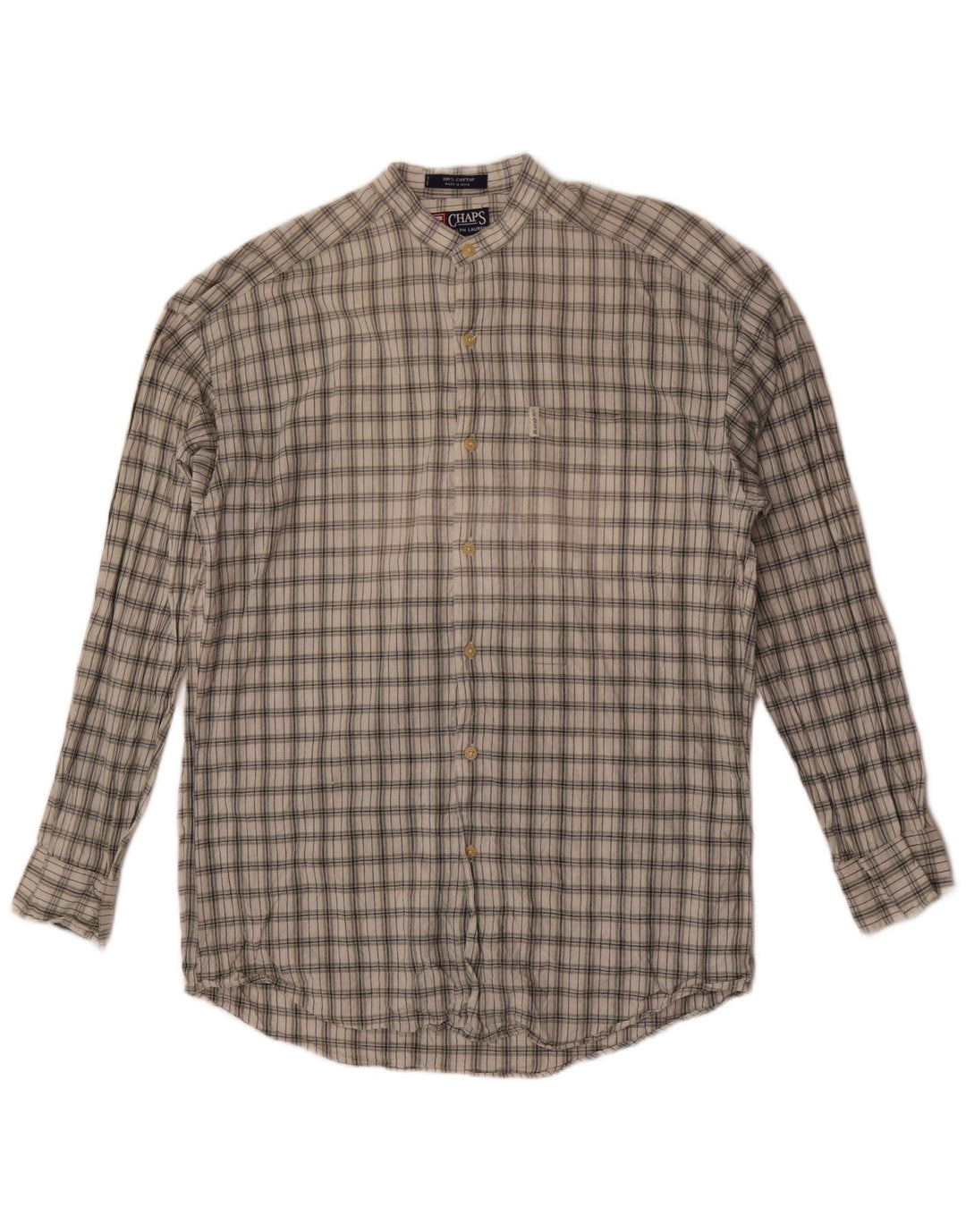 Chaps Ralph Lauren Mens Shirt Medium Khaki Check Cotton