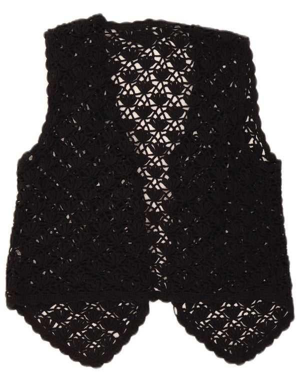 Premode Damen Crop Crochet Cardigan Top UK 12 Mittelschwarze Baumwolle
