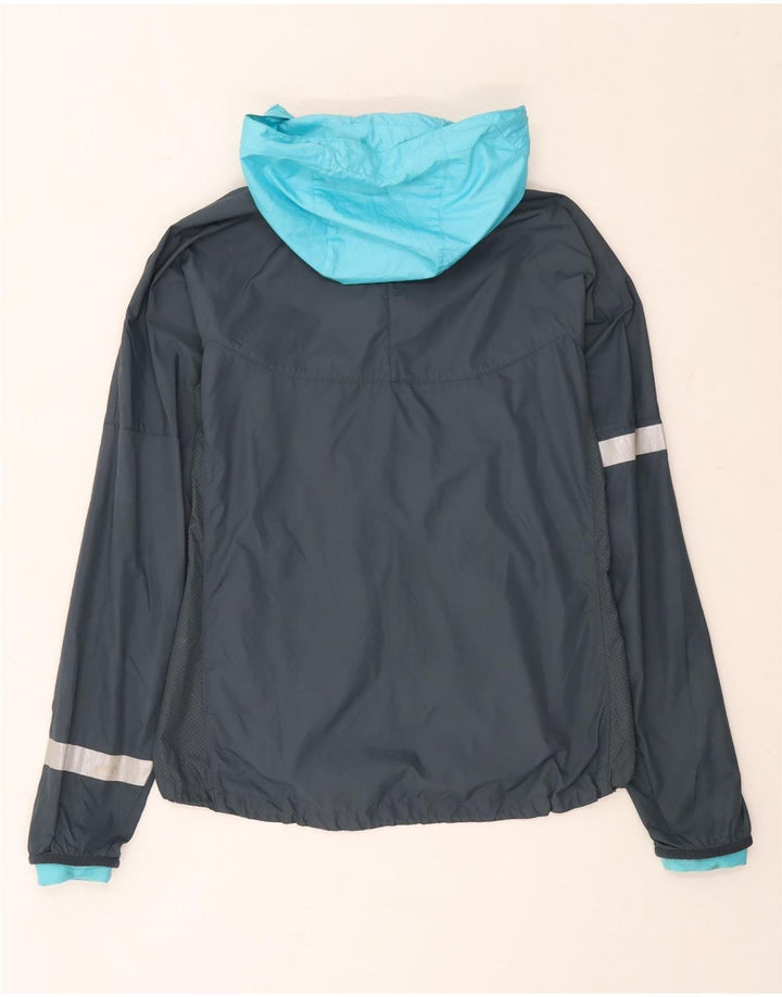 Nike Womens Hooded Rain Jacket UK 12 Medium Grey Colourblock Nylon