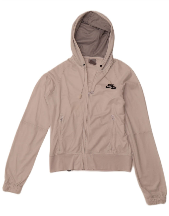 NIKE Womens Zip Hoodie Sweater UK 10/12 Medium  White