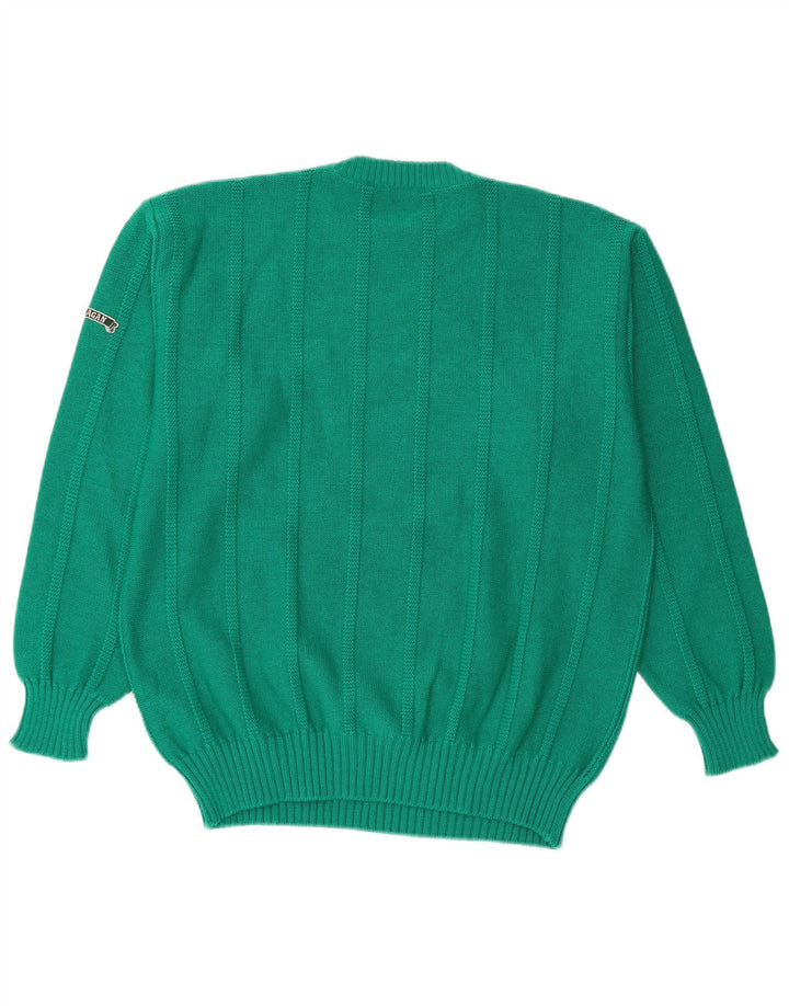 Ouragan Herren-Pullover mit Rundhalsausschnitt, mittelgrüne Schurwolle