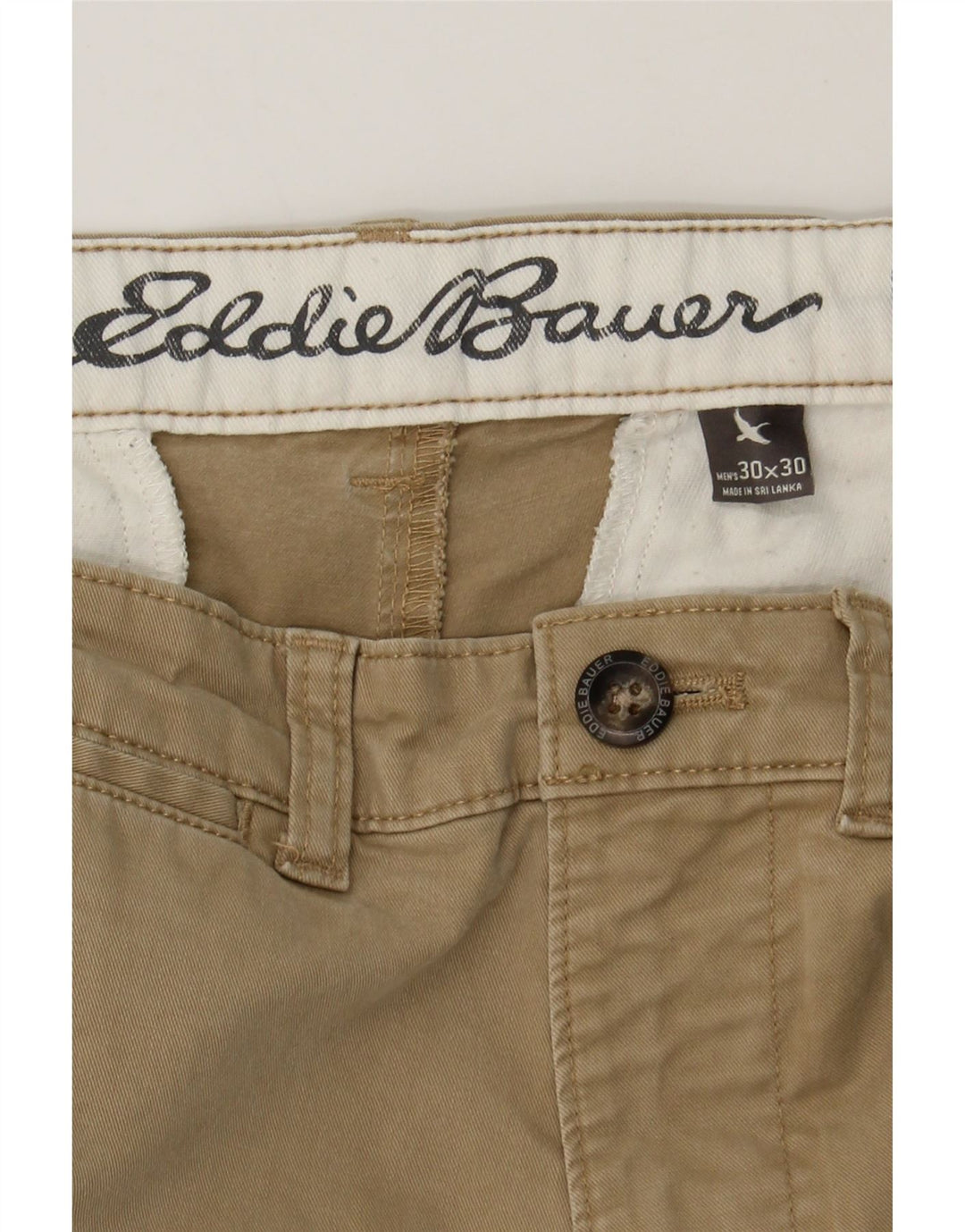 EDDIE BAUER Mens Slim Chino Trousers W30 L30 Beige Cotton Vintage Eddie Bauer and Second-Hand Eddie Bauer from Messina Hembry 