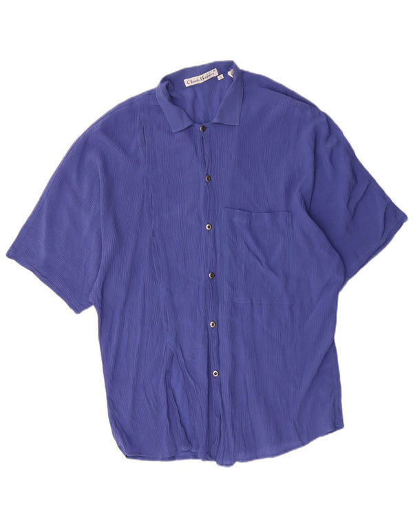 Claude Bonucci Mens Short Sleeve Loose Fit Shirt Small Blue Viscose