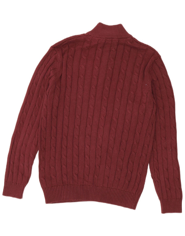 Besætningstøj Herre Zip Neck Jumper Sweater Medium Burgundy Bomuld