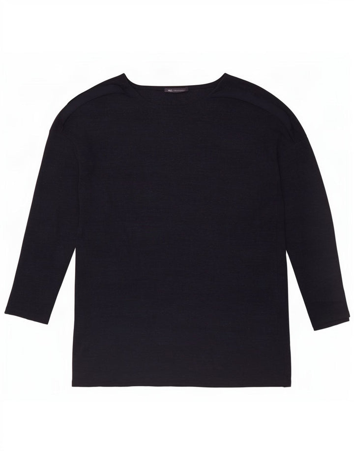 Marks & Spencer Top da donna a maniche lunghe UK 14 Large Blu Navy Poliestere