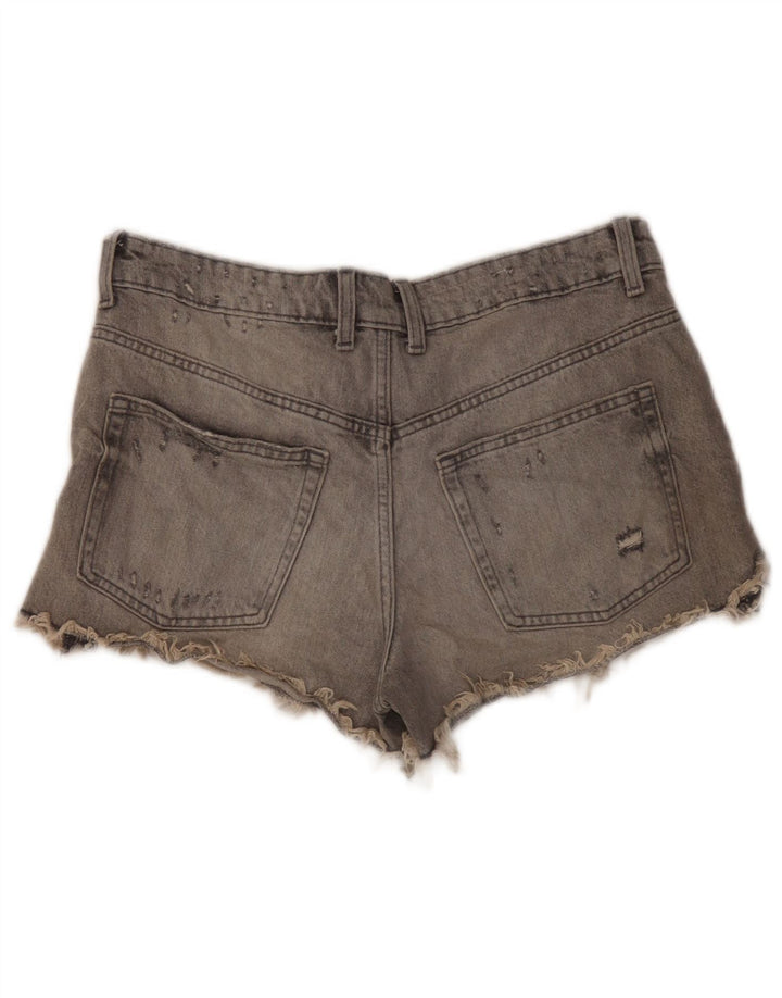 Zara Womens Denim Distressed Hot Pants  EU 40 Medium W30 Grey Cotton