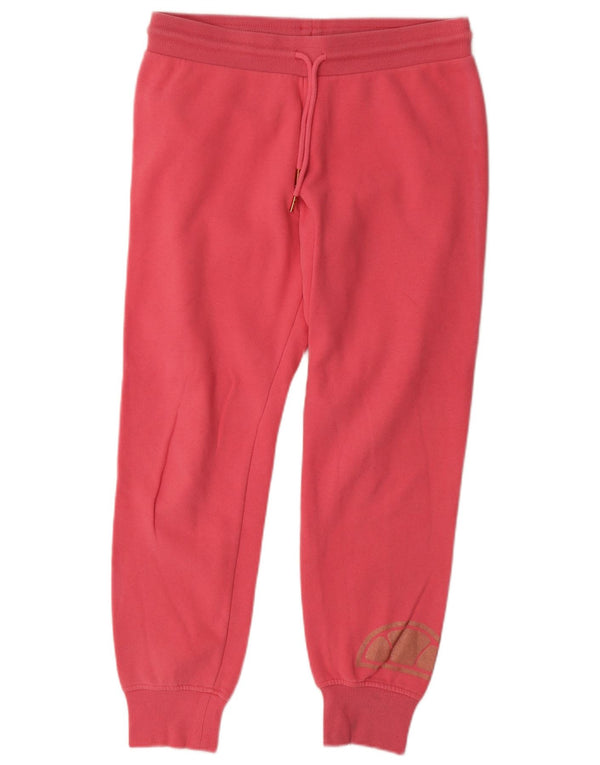 Ellesse Womens Graphic Tracksuit Trousers Joggers UK 12 Medium Pink Cotton