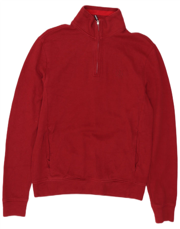 BLUE HARBOR Herren-Sweatshirt mit Reißverschluss am Hals, kleine rote Baumwolle