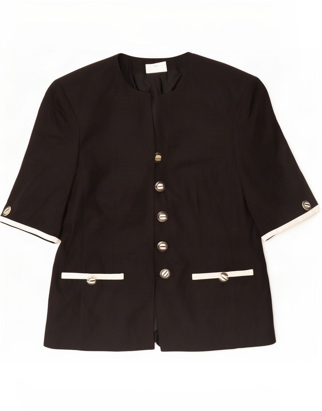 Giacca blazer a maniche corte da donna a 5 bottoni Basler UK 12 media nera