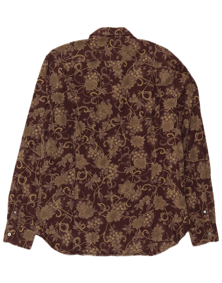 Ted Baker Herrenhemd, Größe 4, groß, braun, geblümt, Baumwolle
