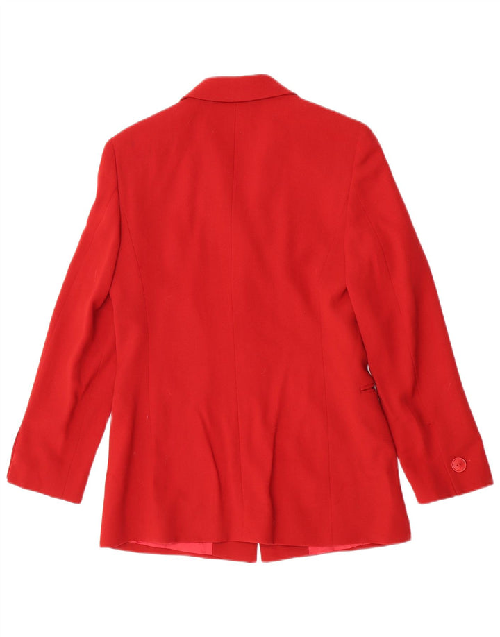 Max Mara Dame 3-knaps blazerjakke UK 8 Lille rød uld