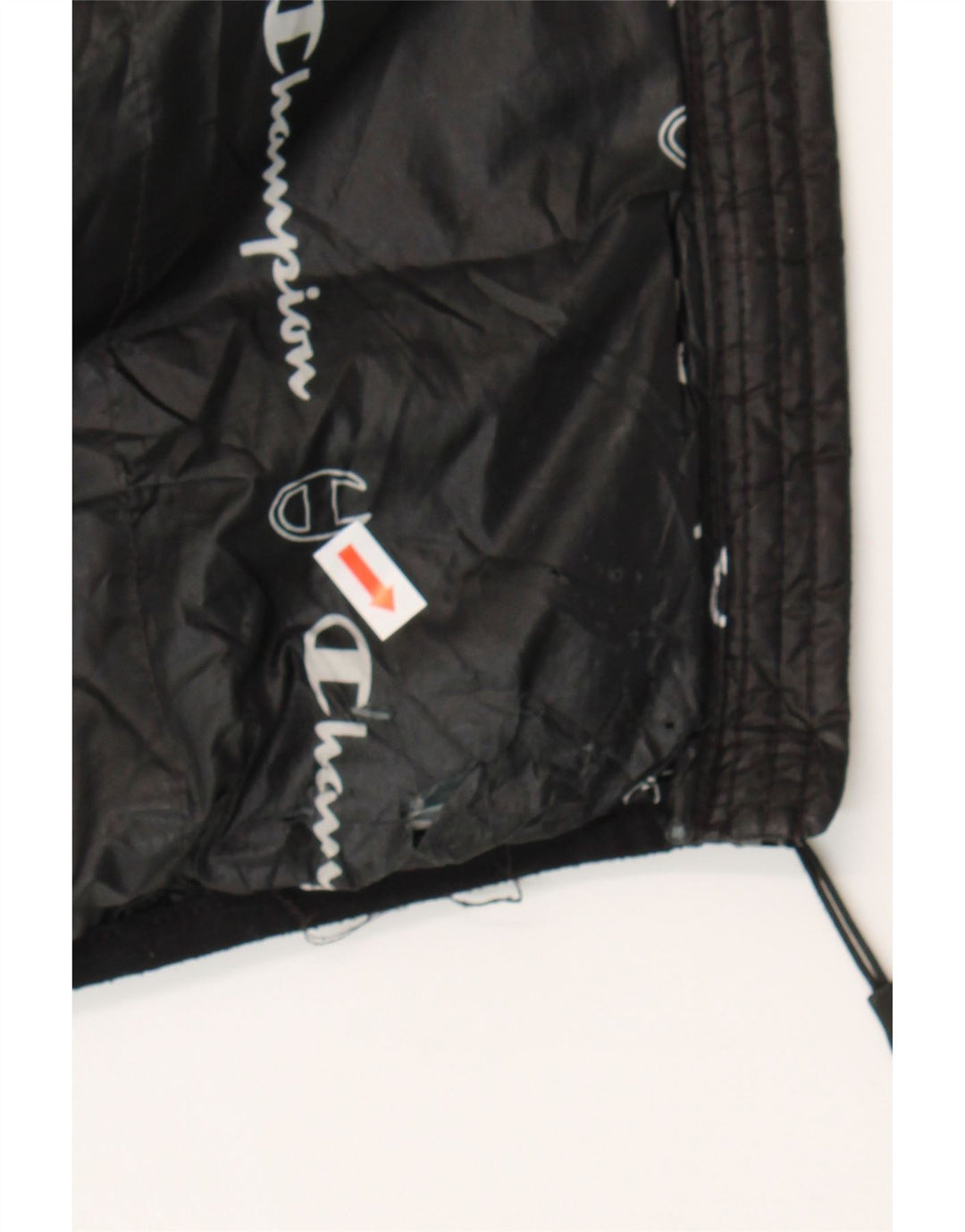 CHAMPION Girls Hooded Padded Jacket 11-12 Years Large Black Polyester Vintage Champion and Second-Hand Champion from Messina Hembry 
