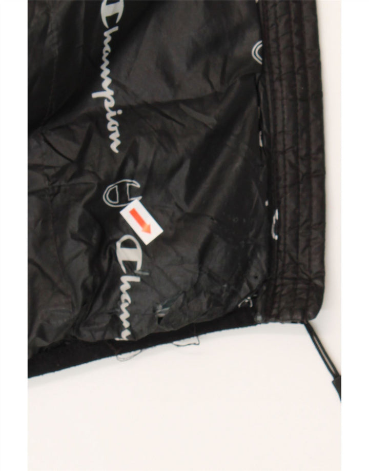 CHAMPION Girls Hooded Padded Jacket 11-12 Years Large Black Polyester Vintage Champion and Second-Hand Champion from Messina Hembry 