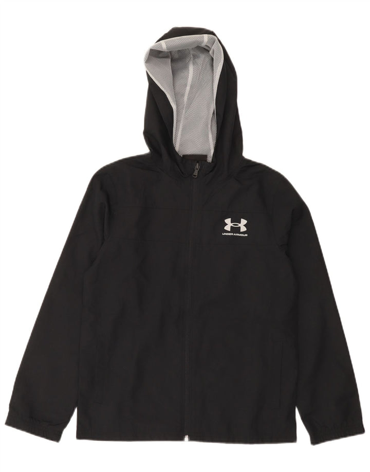 Jaqueta de chuva com capuz para meninos Under Armour 9-10 anos poliéster preto médio