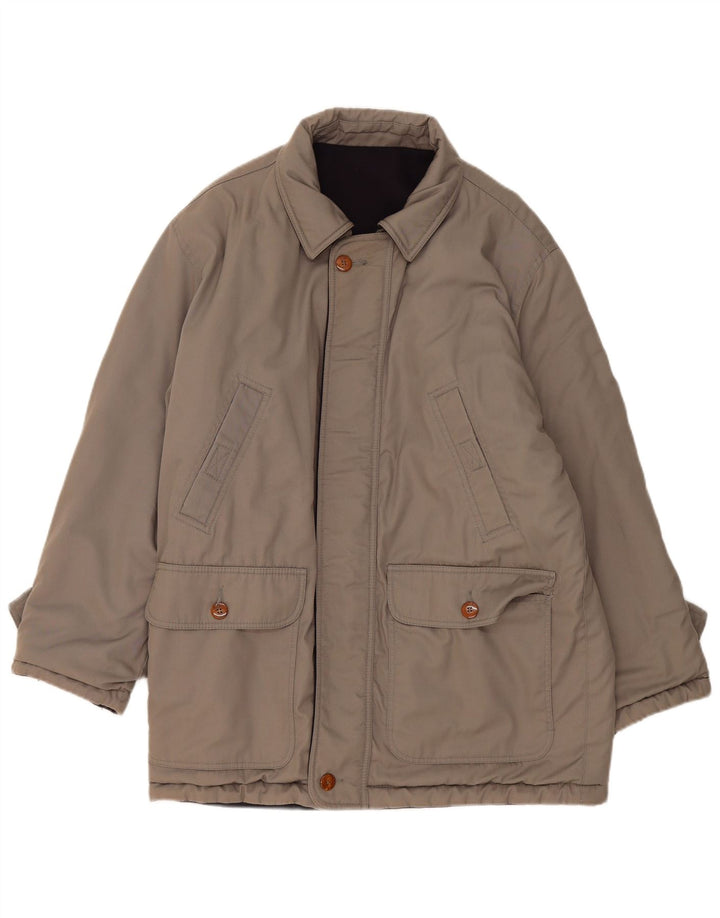 vintage Mens Réversible Coupe-Vent Manteau UK 38 Gris Moyen