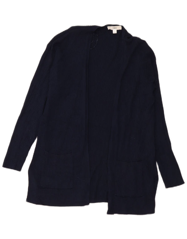 Marks & Spencer Pull cardigan long pour femme UK 14 Bleu marine moyen