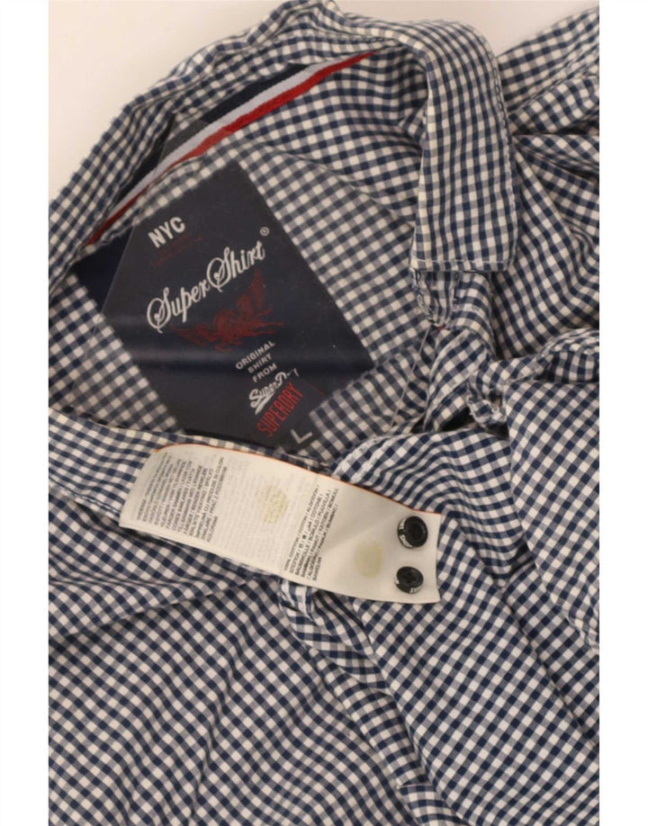 Superdry Chemise Homme Large Bleu Marine Vichy Coton
