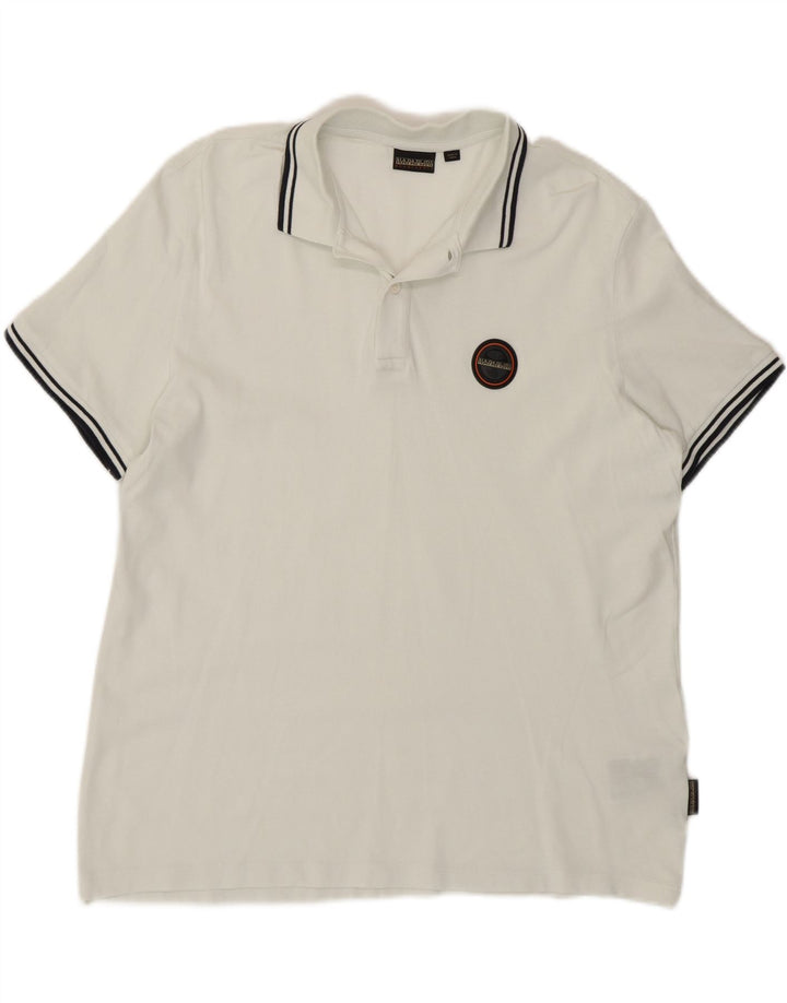 NAPAPIJRI Mens Polo Shirt Large White Cotton Vintage Napapijri and Second-Hand Napapijri from Messina Hembry 