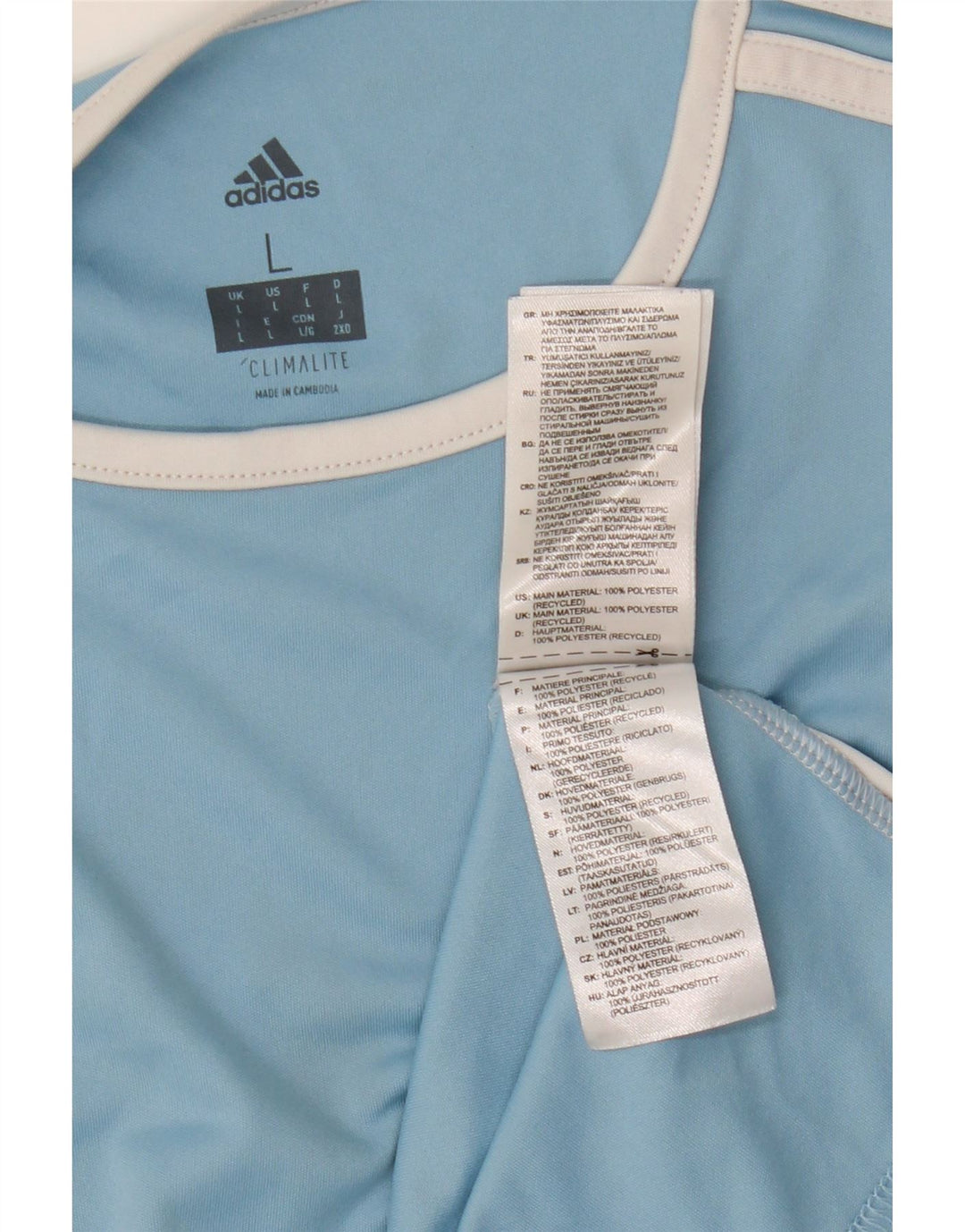 Adidas Herren Climalite T-Shirt Top Large Blau Colourblock Polyester