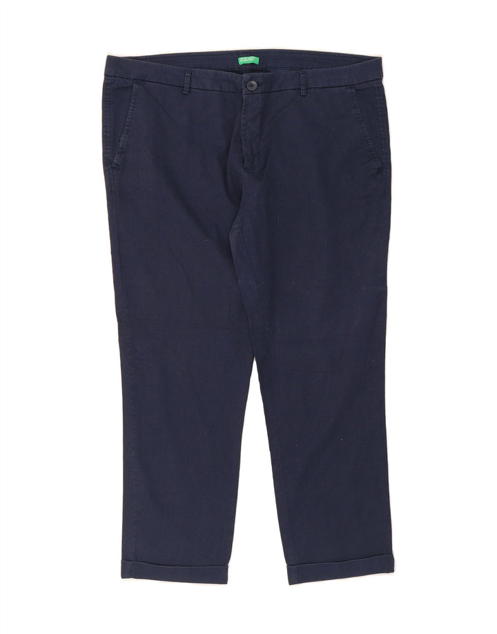BENETTON Womens Slim Cropped Trousers W38 L25 Navy Blue Vintage Benetton and Second-Hand Benetton from Messina Hembry 