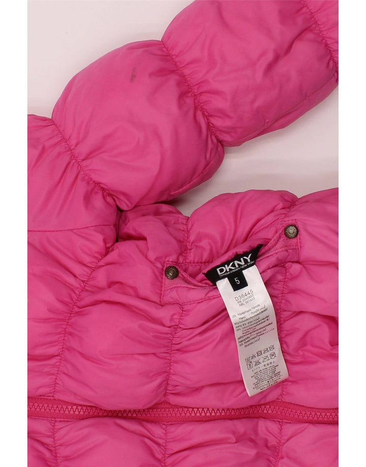 Dkny Girls Hooded Reversible Padded Jacket 4-5 Years Pink Polyester