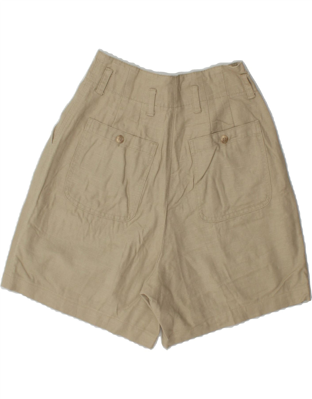 EDDIE BAUER Womens Pegged Chino Shorts US 6 Medium W25  Beige Linen Vintage Eddie Bauer and Second-Hand Eddie Bauer from Messina Hembry 