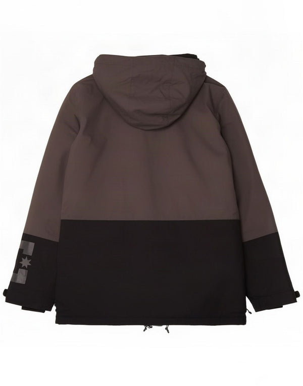 Jaqueta corta-vento masculina com capuz gráfico DC UK 40 grande bloco cinza