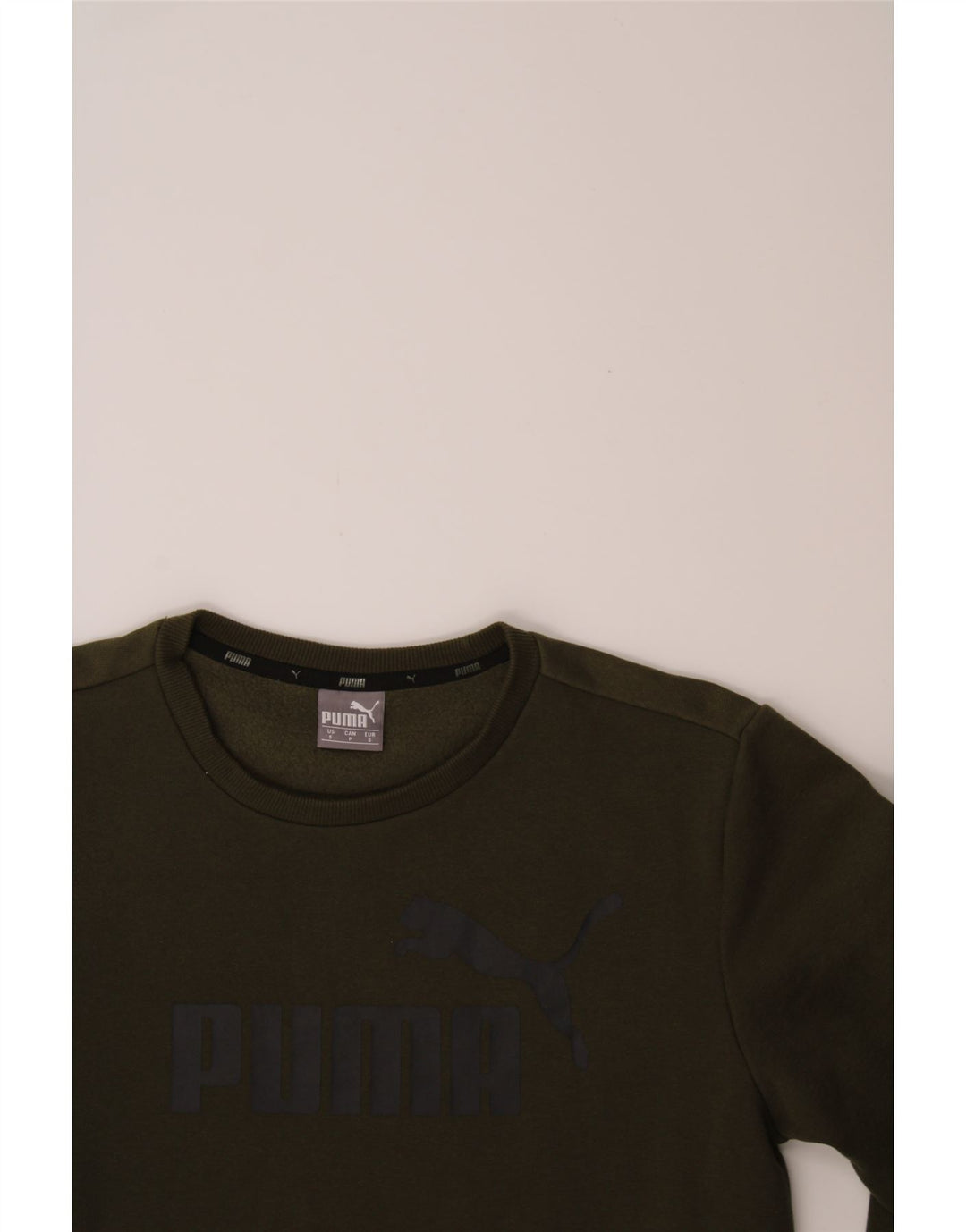 PUMA Mens Graphic Sweatshirt Jumper Small Khaki Cotton Vintage Puma and Second-Hand Puma from Messina Hembry 