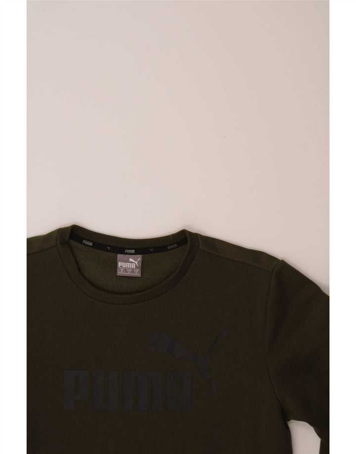 PUMA Mens Graphic Sweatshirt Jumper Small Khaki Cotton Vintage Puma and Second-Hand Puma from Messina Hembry 
