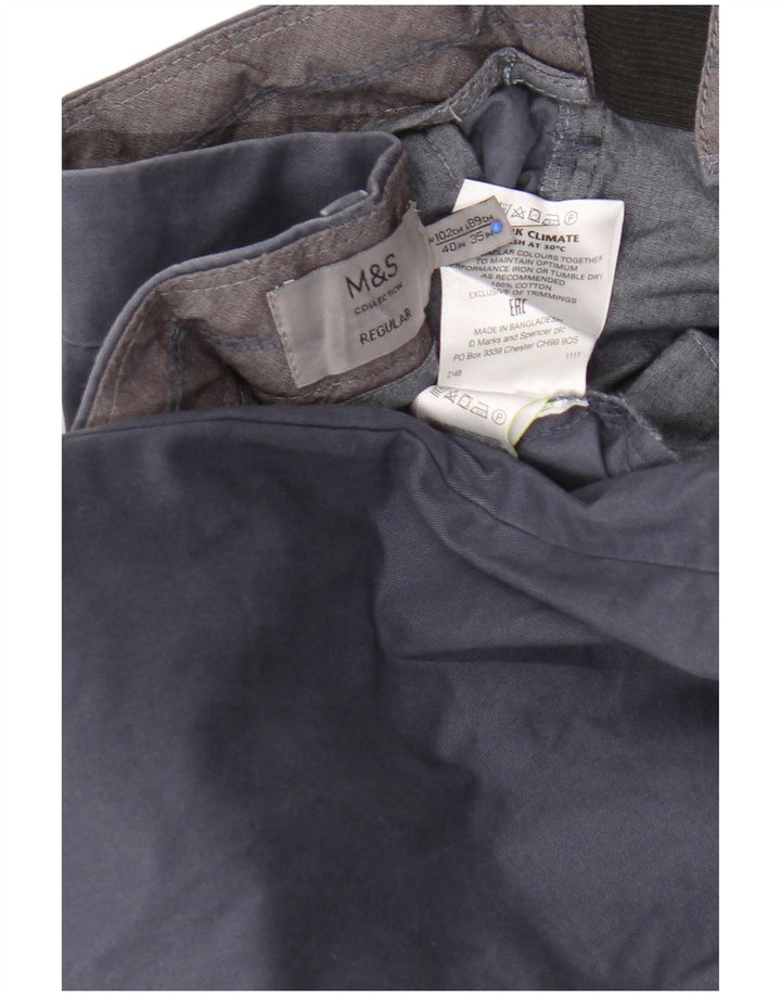 Marks & Spencer Mens Regular Chino Trousers W40 L32 Blue Cotton