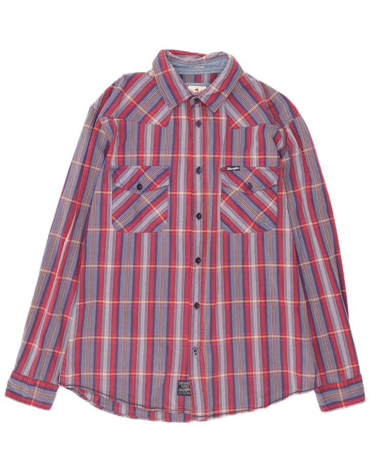Wrangler Mens Flannel Shirt Large Blue Check