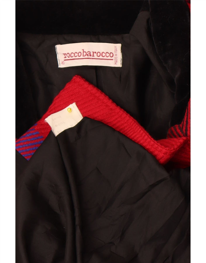 Roccobarocco Manteau surdimensionné pour femme UK 10 Petite laine rayée rouge
