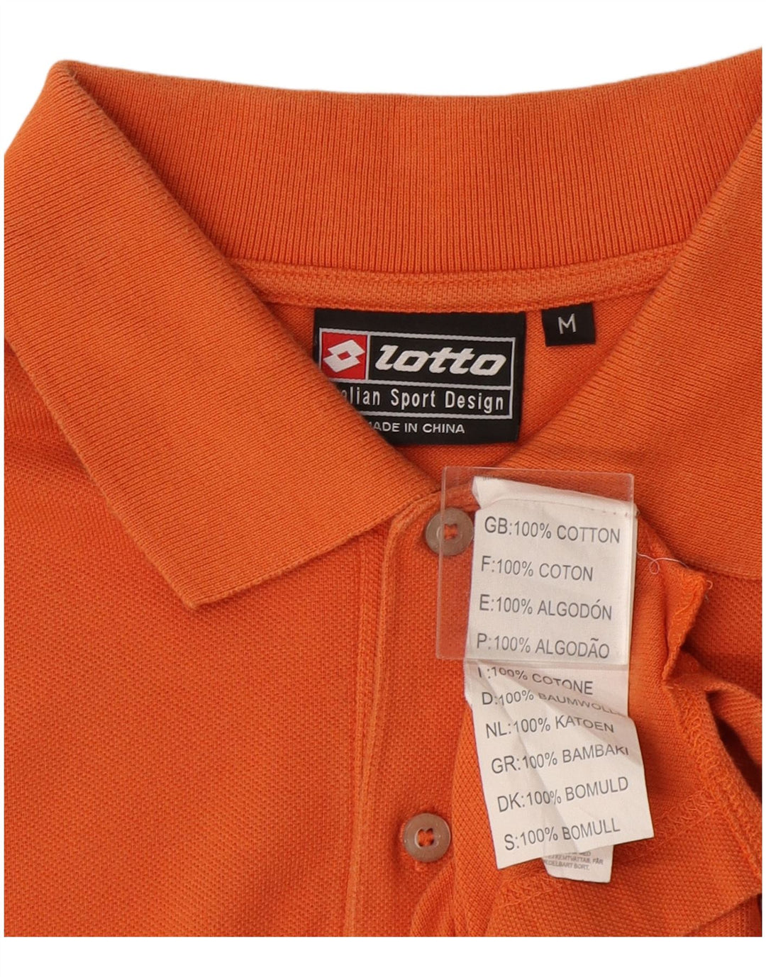 Lotto Mens Polo Shirt Medium Orange Cotton