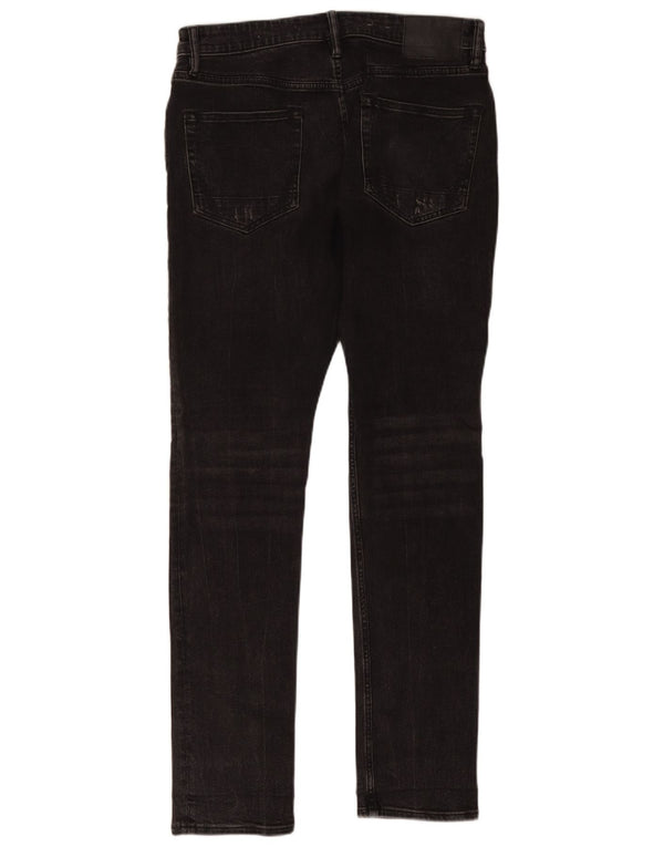 All Saints Mens Distressed Slim Jeans W30 L32 Μαύρο βαμβακερό