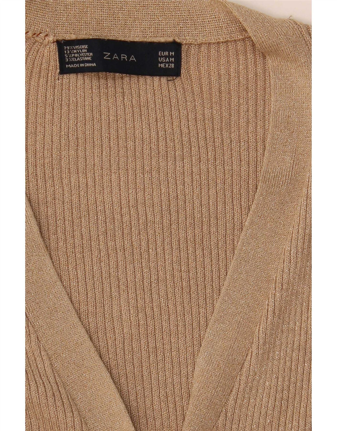 Zara Womens Cardigan Sweater UK 14 Medium Beige Flecked Viscose