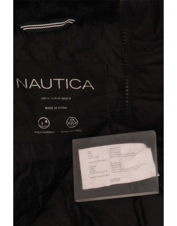Nautica Womens Hooded Oversized Padded Jacket UK 10 Small Black Polyester
