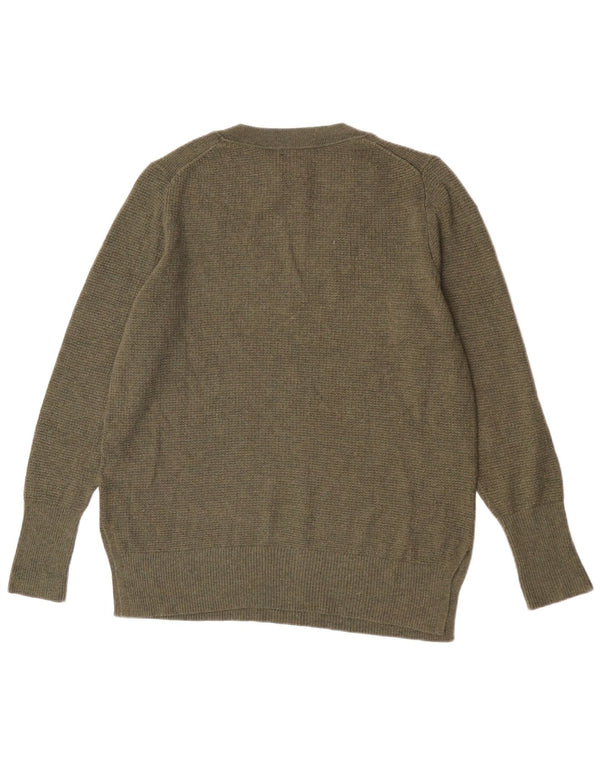 Gap Womens V-Neck Jumper Sweater UK 16 Large Khaki Nylon