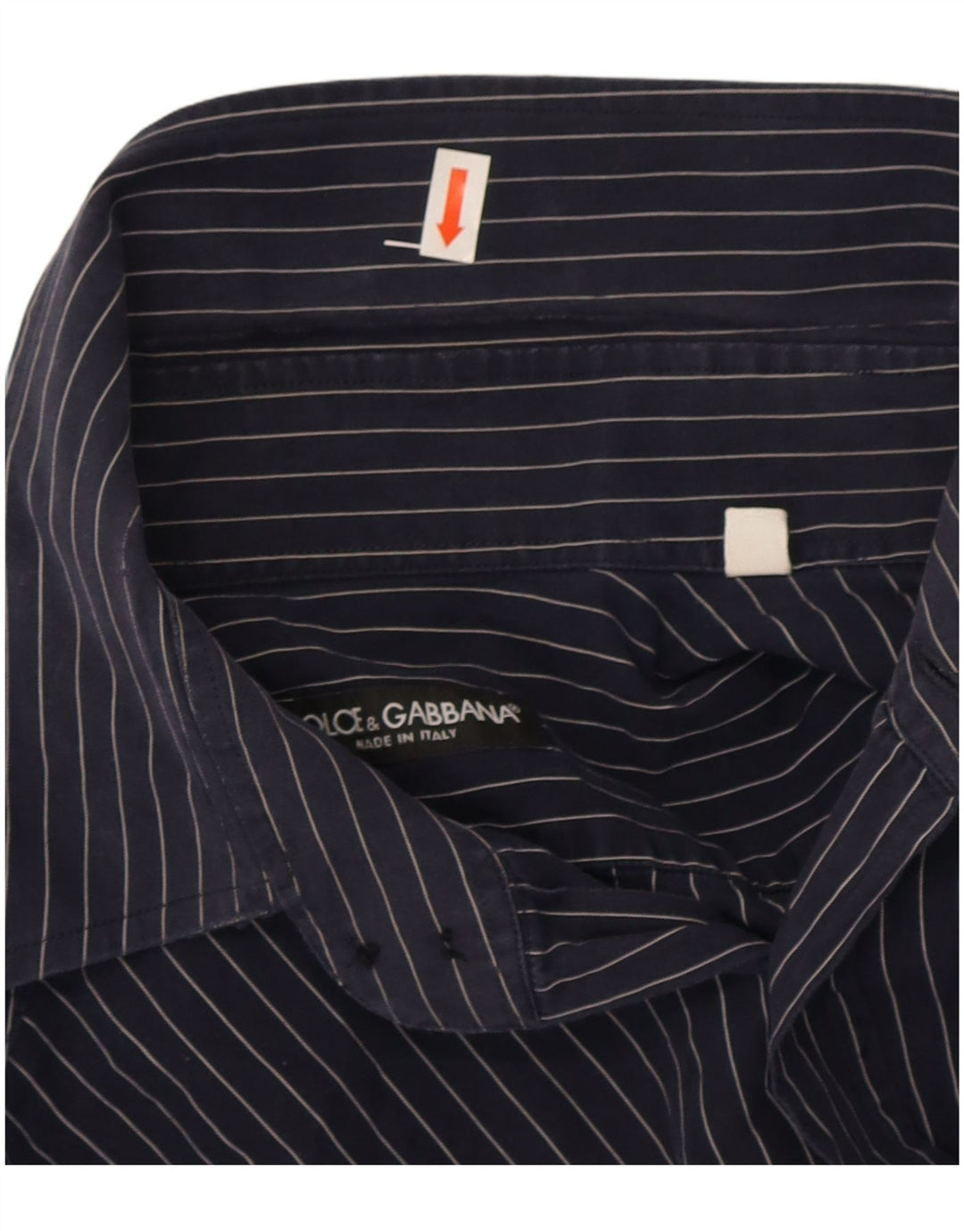 Dolce & Gabbana Mens Shirt Size 40 15 3/4 Medium Navy Blue Pinstripe