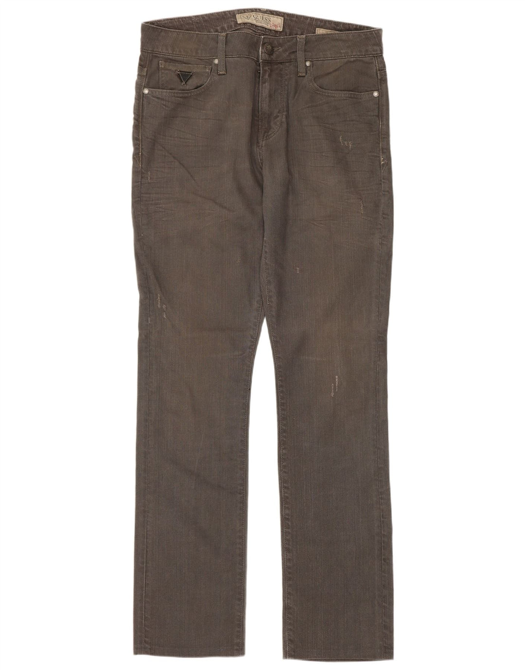 Guess Mens Distressed Straight Jeans W32 L32 Grey Cotton