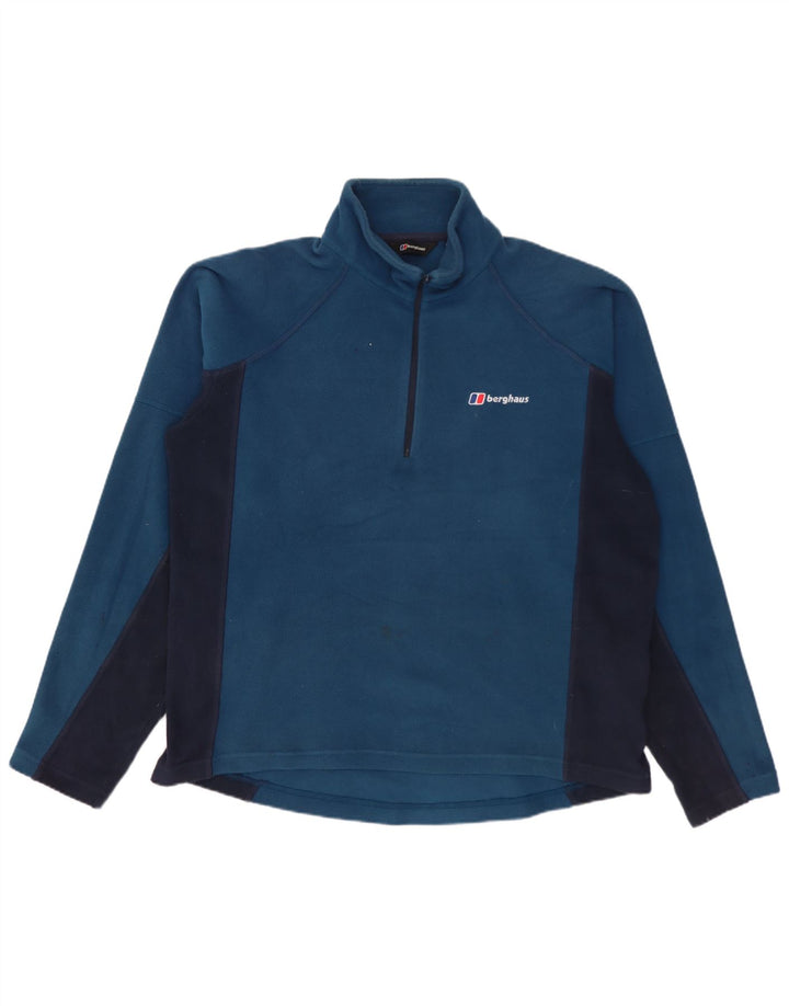 Berghaus Mens Zip Neck Fleece Jumper Medium Blue Colourblock